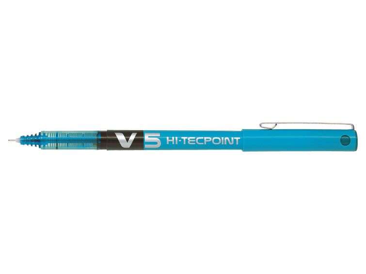 106607_1 Pilot Boligrafo de tinta liquida V5 HI-Tecpoint Rollerball - Punta fina de aguja 0.5mm - Trazo 0.3mm - Color Azul Claro - Imagen 1