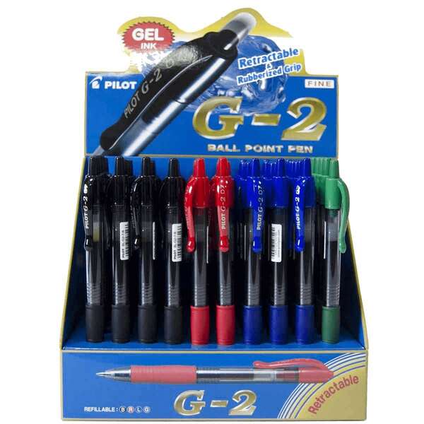 106717_1 Pilot G2 Rollerball Expositor de 60 Boligrafos de Gel - Punta 0.7mm - Trazo 0.32mm - Recargable - Grip Ergonomico - Colores Surtidos - Imagen 1