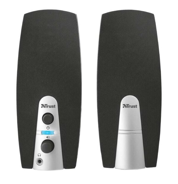 Trust MiLa Altavoces USB 2.0 10W - Entrada y Salida Jack 3.5mm - Cable de 1.20m - Color Negro/Plata - Imagen 2