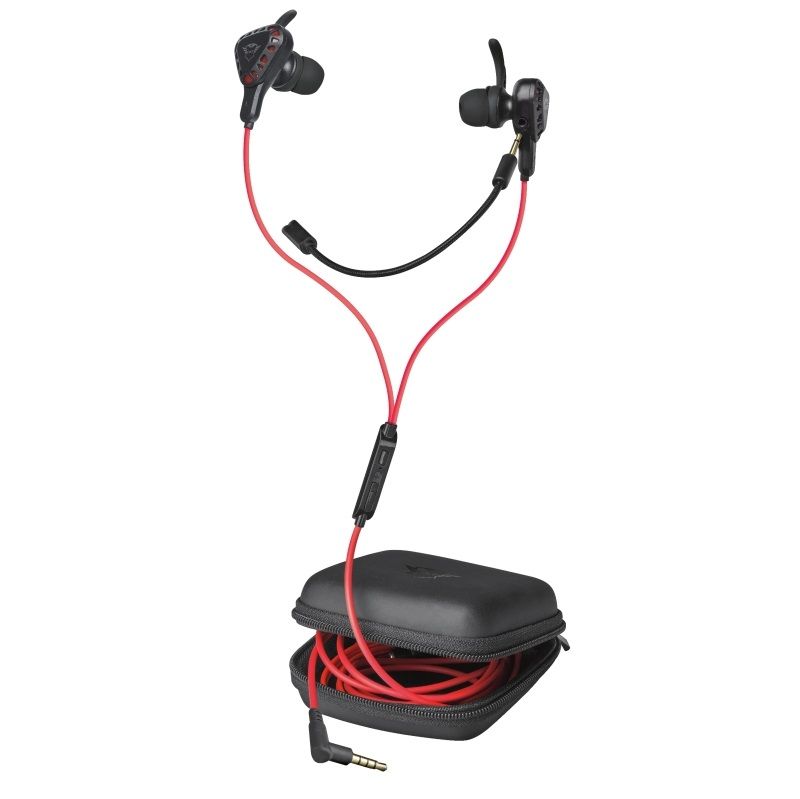 107472_1 Trust Gaming GXT 408 Cobra Auriculares con Microfono - Microfono Desmontable - Multiplataforma - Altavoces Activos 10mm - Cable Rojo de 1.20m - Color Negro - Imagen 1