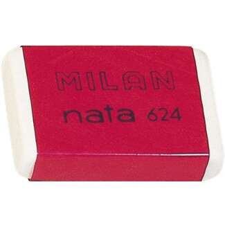 108237_1 Milan Nata 624 Goma de Borrar Rectangular - Plastico - Suave - No Abrasiva - Color Blanco - Imagen 1