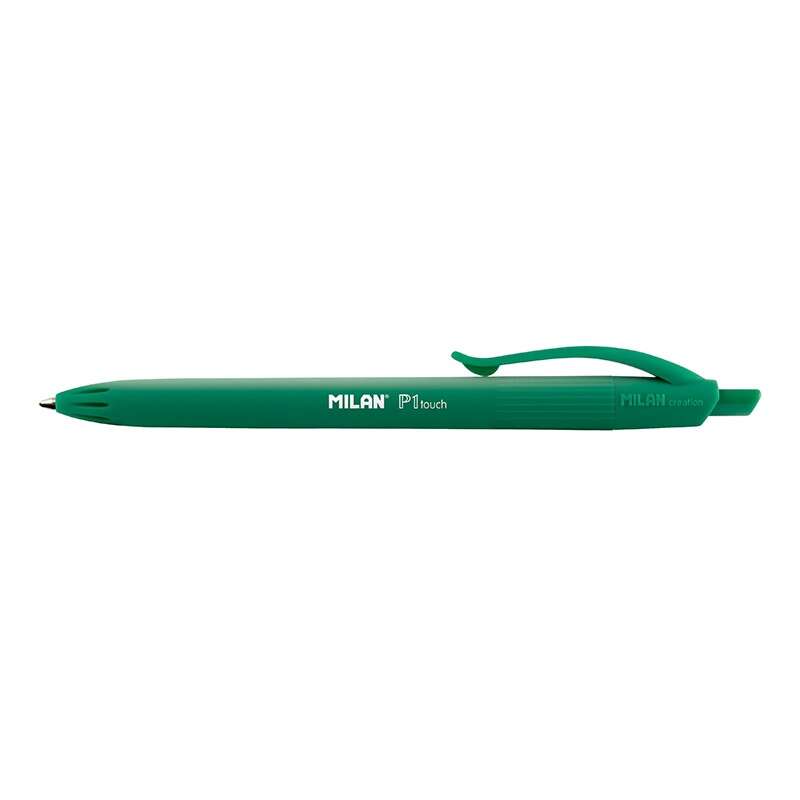 108332_1 Milan P1 Touch Boligrafo de Bola Retractil - Punta Redonda 1mm - Tinta de Aceite - Escritura Suave - 1.200m de Escritura - Color Verde - Imagen 1
