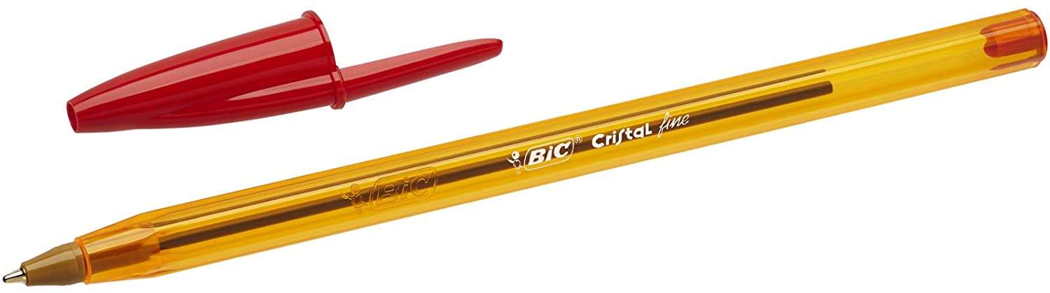 109147_1 Bic Cristal Original Fine Boligrafo de Bola - Punta Redonda de 0.8mm - Trazo de 0.30mm - Tinta con Base de Aceite - Translucido - Color Rojo - Imagen 1
