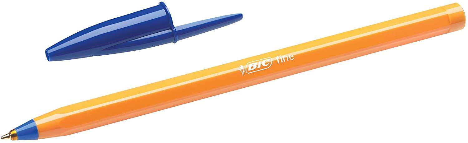 109162_1 Bic Orange Original Fine Boligrafo de Bola - Punta Redonda de 0.8mm - Trazo de 0.30mm - Tinta con Base de Aceite - Cuerpo Naranja - Color Azul - Imagen 1