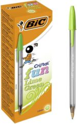 Bic Cristal Fun Boligrafo de Bola - Punta Gruesa de 1.6mm - Tinta con Base de Aceite - Color Verde Lima - Imagen 3
