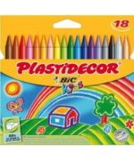 Bic Kids Plastidecor Caja de 18 Lapices de Cera - Extraresistentes - Facil de Sacar Punta - No Mancha