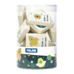 Milan 4520 Goma de Borrar Rectangular - Miga de Pan - Caucho Sintetico - Color Blanco - Envueltas Individualmente - Dibujos Infantiles Surtidos - Imagen 2