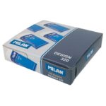 Milan Nata 320 Goma de Borrar Rectangular - Plastico - Faja de Carton Azul - Envuelta Individualmente - Color Blanco - Imagen 2
