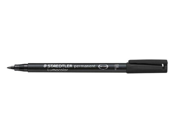 Staedtler Lumocolor 318 Rotulador Permanente - Punta Fina Redonda - Trazo 0.6mm - Capuchon con Clip - Secado Rapido - Color Negro - Imagen 2