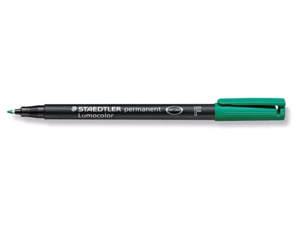 Staedtler Lumocolor 318 Rotulador Permanente - Punta Fina Redonda - Trazo 0.6mm - Capuchon con Clip - Secado Rapido - Color Verde - Imagen 2