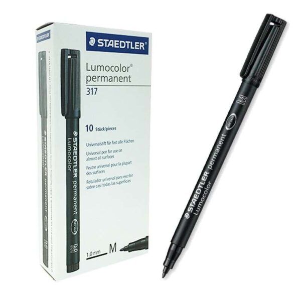 Staedtler Lumocolor 317 Rotulador Permanente - Punta Media Redonda - Trazo 1mm Aprox - Capuchon con Clip - Secado Rapido - Color Negro - Imagen 3