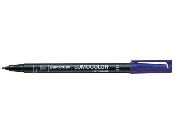 Staedtler Lumocolor 317 Rotulador Permanente - Punta Media Redonda - Trazo 1mm Aprox - Capuchon con Clip - Secado Rapido - Color Azul - Imagen 2