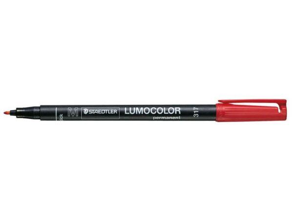 Staedtler Lumocolor 317 Rotulador Permanente - Punta Media Redonda - Trazo 1mm Aprox - Capuchon con Clip - Secado Rapido - Color Rojo - Imagen 2