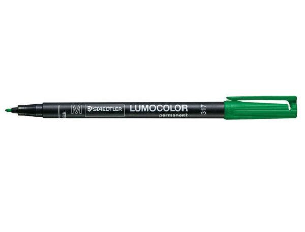 Staedtler Lumocolor 317 Rotulador Permanente - Punta Media Redonda - Trazo 1mm Aprox - Capuchon con Clip - Secado Rapido - Color Verde - Imagen 2