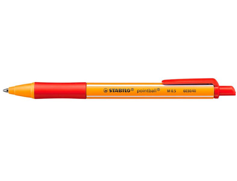 117557_1 Stabilo Pointball Boligrafo Retractil - Punta de 1mm - Tinta con Base de Aceite - Recargable - 79% Plastico Reciclado - Grip Antideslizante - Color Rojo - Imagen 1