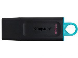 Memoria USB 64GB - USB 3.2 Gen 1 - Con Tapa - Enganche para Llavero - Color Negro (Pendrive)