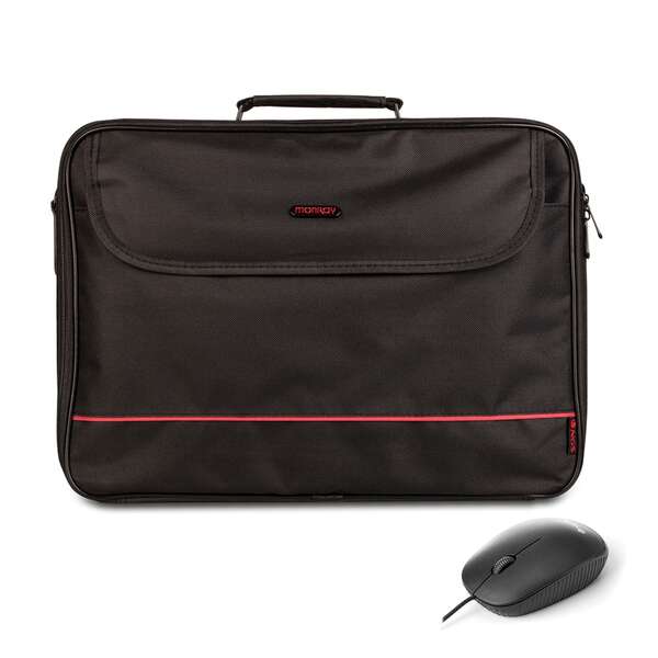 120072_1 NGS Bureau Pack de Maletin para Portatil 16" + Raton USB 800dpi - Acolchado Interior - 2 Compartimentos y Bolsillo Exterior - Color Negro - Imagen 1