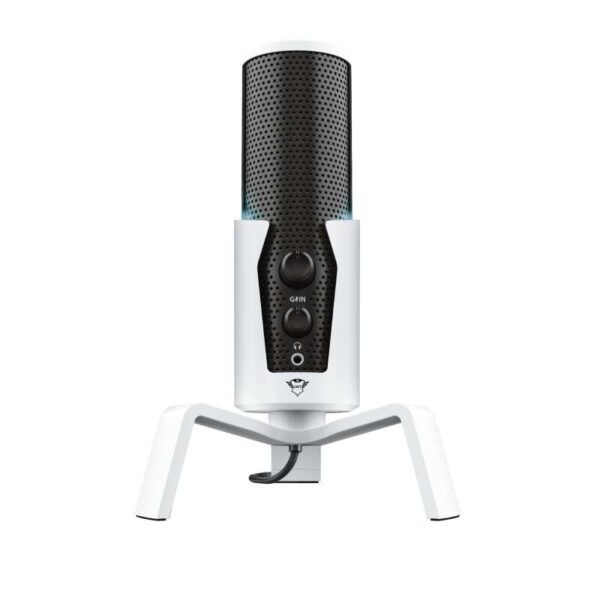 Trust Gaming GXT 258W Fyru 4 en 1 Microfono USB para Streaming - IIuminacion LED - 4 Patrones de Grabacion - Entrada Jack 3.5mm - Cable de 1.80m - Color Blanco - Imagen 4