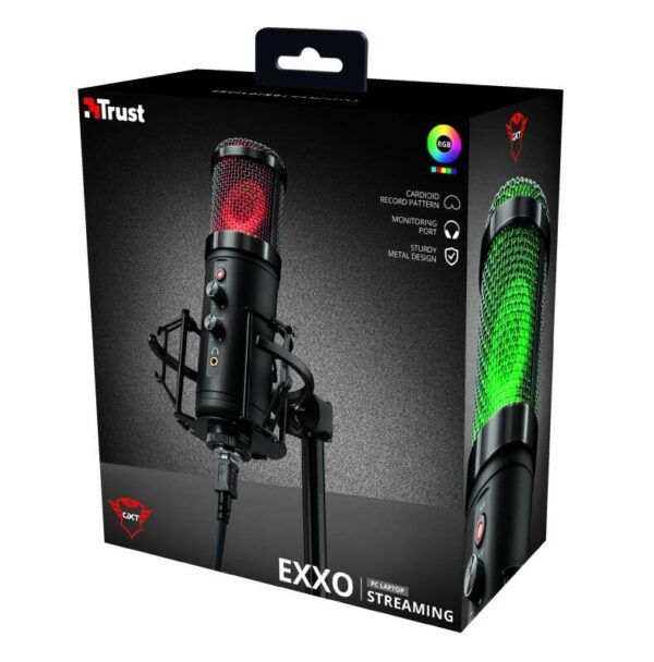 Trust Gaming GXT 256 Exxo Microfono USB para Streaming - Grabacion Cardioide - IIuminacion RGB - Cable de 1.80m - Color Negro - Imagen 5