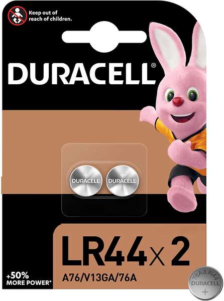 121523_1 Duracell Pilas Alcalinas de Boton LR44 76A/A76/V13GA 1.5V - 2 Unidades - Imagen 1