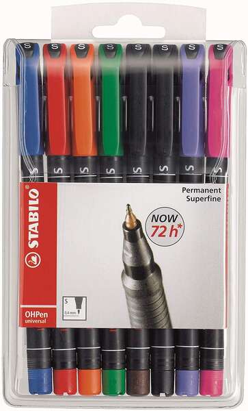 122688_1 Stabilo OHPen Pack de 8 Rotuladores Permanentes - Punta Superfina - Trazo de 0.4mm - Agarre Antideslizante - Tapon Ventilado - Colores Surtidos - Imagen 1