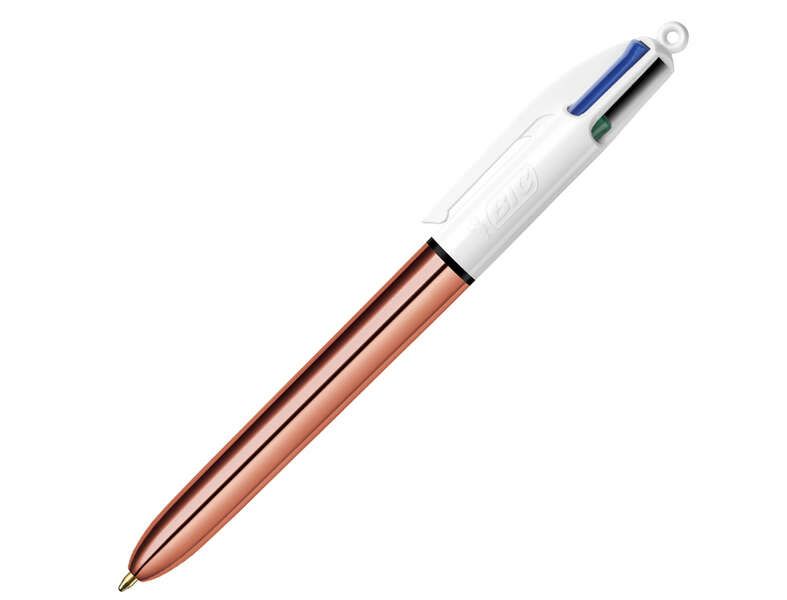123003_2 Bic 4 Colours Rose Gold Boligrafo de Bola Retractil - Punta Media de 1.0 mm - Tinta con Base de Aceite - Cuerpo Rosa Metalizado/Blanco - Imagen 1