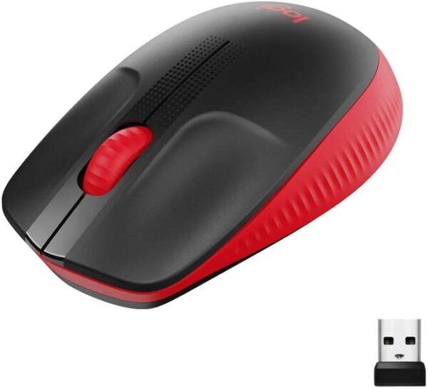 Logitech M190 Full Size Raton Inalambrico USB 1000dpi - 3 Botones - Gran Tamaño - Uso Ambidiestro - Color Negro/Rojo - Imagen 3
