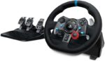 Logitech G29 Driving Force Juego de Volante y Pedales Compatible con PS3, PS4, PS5 y PC - Giro 900º - Efecto Force Feedback - Freno No Lineal - Volante de Aluminio, Cuero y Acero - Pedales Ajustables - Adaptable a Mesa y Soporte