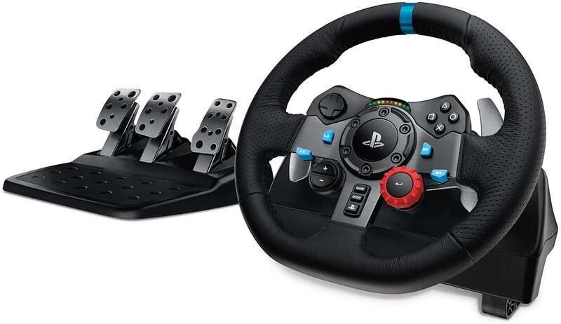 124973_1 Logitech G29 Driving Force Juego de Volante y Pedales Compatible con PS3, PS4, PS5 y PC - Giro 900º - Efecto Force Feedback - Freno No Lineal - Volante de Aluminio, Cuero y Acero - Pedales Ajustables - Adaptable a Mesa y Soporte - Imagen 1