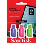 Sandisk Pack de 3 Cruzer Blade Memoria USB 2.0 32GB - Ultra Compacta - Color Azul, Rosa y Verde (Pendrive) - Imagen 2