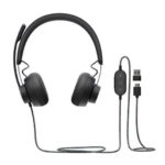 Logitech Zone Wired Auriculares con Microfono Plegable USB-C - Adaptador a USB-A - Diadema Ajustable - Almohadillas Acolchadas - Controles en Cable - Cable Trenzado de 1.90m - Color Negro - Imagen 2