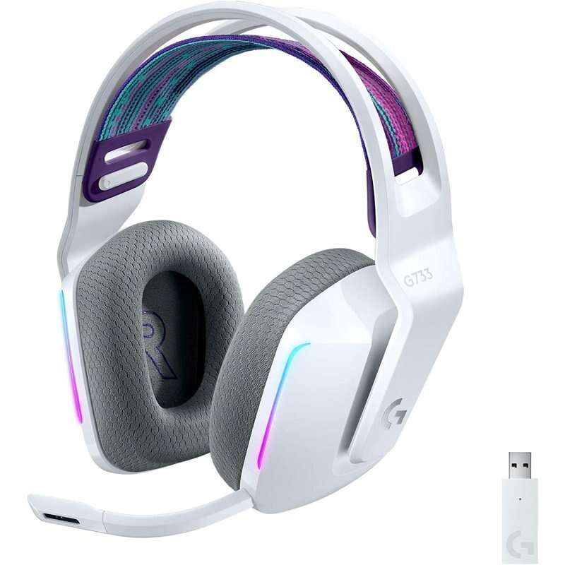127548_1 Logitech G733 Auriculares Gaming Inalambricos DTS 7.1 con Microfono - Tecnologia Lightspeed - Iluminacion RGB - Autonomia hasta 29h - Microfono Extraible - Almohadillas Acolchadas - Controles en Auricular - Color Blanco - Imagen 1