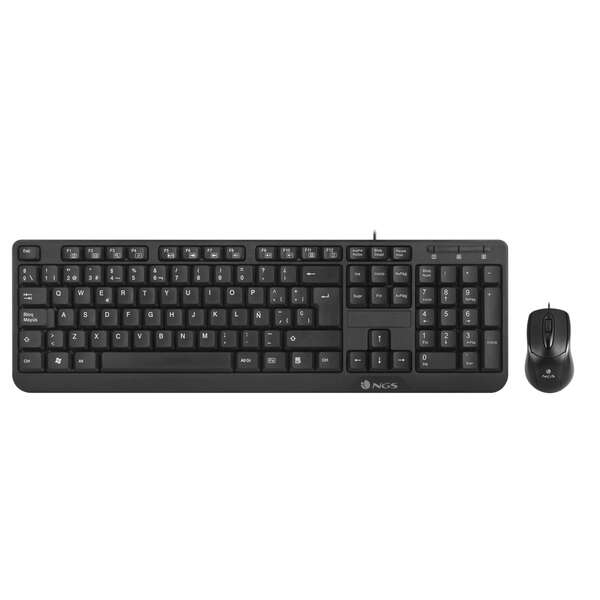 130298_1 NGS Cocoa Pack USB Teclado Multimedia + Raton 1000dpi 3 Botones - Uso Ambidiestro - French - Color Negro - Imagen 1