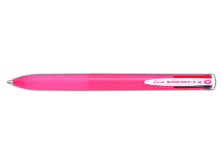 131139_1 Pilot Boligrafo de Bola Retractil Super Grip G4 - 4 Colores - Punta 1.0mm - Trazo 0.27mm - Cuerpo Rosa - Imagen 1