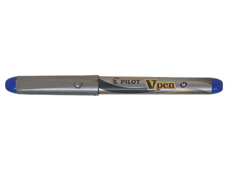 131599_1 Pilot Pluma Estilografica V-Pen Silver - Desechable - Tinta Liquida - Punta de Acero - Trazo de 0.5mm - Color Azul - Imagen 1