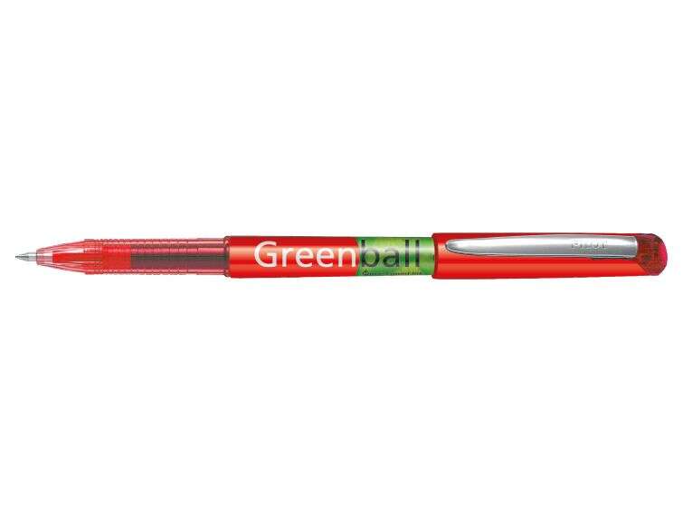 131774_1 Pilot Boligrafo de Tinta Liquida Greenball - Recargable - Fabricado con Plastico Reciclado - Punta Media 0.7mm - Trazo 0.35mm - Color Rojo - Imagen 1
