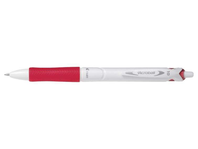 131849_1 Pilot Boligrafo de Bola Retractil Acroball PureWhite - Recargable - Fabricado con Plastico Reciclado - Punta Redonda 1mm - Trazo 0.28mm - Grip Ergonomico - Color Rojo - Imagen 1