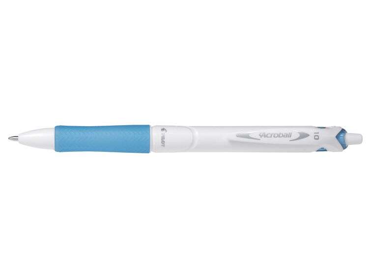 131859_1 Pilot Boligrafo de Bola Retractil Acroball PureWhite - Recargable - Fabricado con Plastico Reciclado - Punta Redonda 1mm - Trazo 0.28mm - Grip Ergonomico - Color Azul Claro - Imagen 1