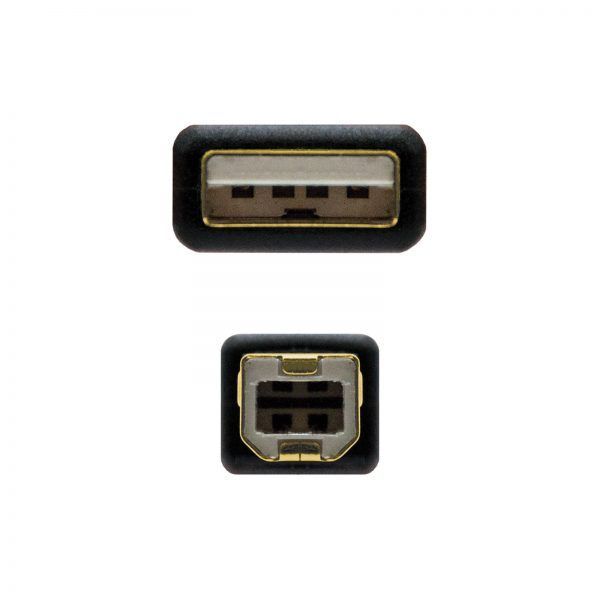 Nanocable Cable de Impresora con Ferrita USB-B 2.0 Macho a USB-A Macho 2m - Imagen 3