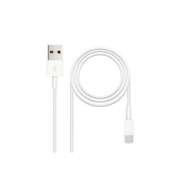 138529_1 Nanocable Cable USB-A 2.0 Macho a Lightning Macho 2m - Color Blanco - Imagen 1