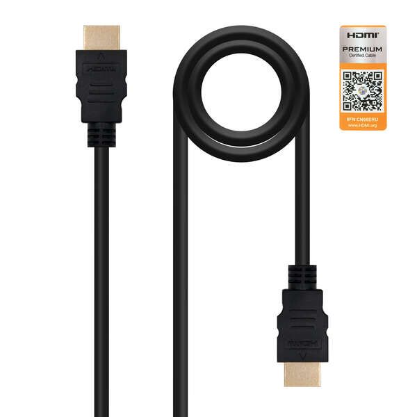 139014_1 Nanocable Cable HDMI v2.0 Premiun Macho a HDMI v2.0 Premiun Macho 1m - 4K@60Hz 18Gbps - Alta Velocidad - Color Negro - Imagen 1