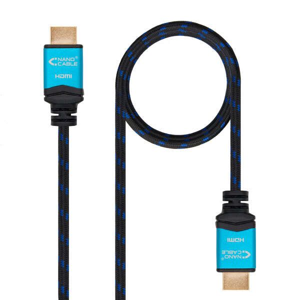 139064_1 Nanocable Cable HDMI v2.0 Macho a HDMI v2.0 Macho 7m - 4K@60Hz 18Gbps - Alta Velocidad - Recubierto Nylon Trenzado - Color Negro/Azul - Imagen 1