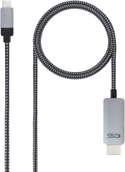 139189_1 Nanocable Cable Conversor USB-C Macho a HDMI Macho 1.80m - Color Negro/Plata - Imagen 1