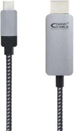 Nanocable Cable Conversor USB-C Macho a HDMI Macho 1.80m - Color Negro/Plata - Imagen 2