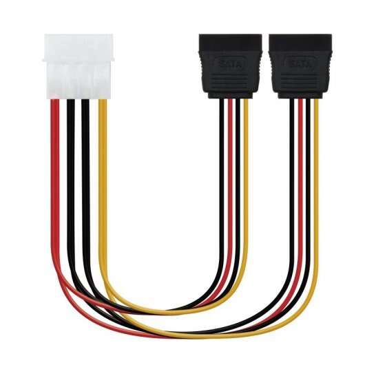 139269_1 Nanocable Cable SATA Alimentacion 5.25" Molex 4pin Macho a 2x SATA Hembra 0.30m - Imagen 1
