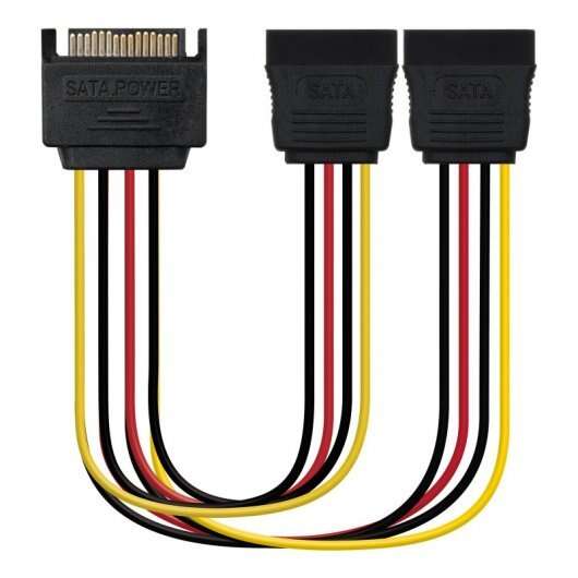 139279_1 Nanocable Cable SATA Alimentacion Macho a 2x SATA Hembra 0.30m - Imagen 1