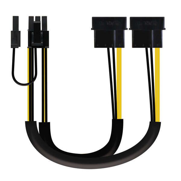 139344_1 Nanocable Cable de Alimentacion para Tarjeta Grafica 2x Molex 4pin Macho a PCI-E Molex 6+2pin Macho 0.20m - Imagen 1