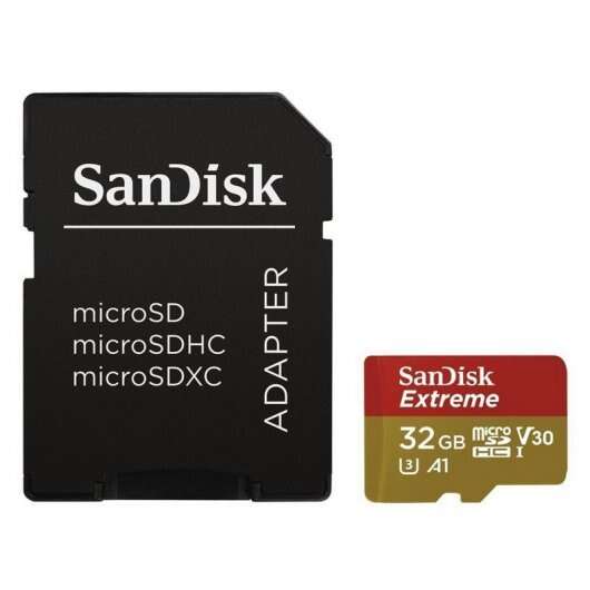 140524_1 Sandisk Extreme Tarjeta Micro SDHC 32GB UHS-I U3 A1 Clase 10 90MB/s + Adaptador SD - Imagen 1