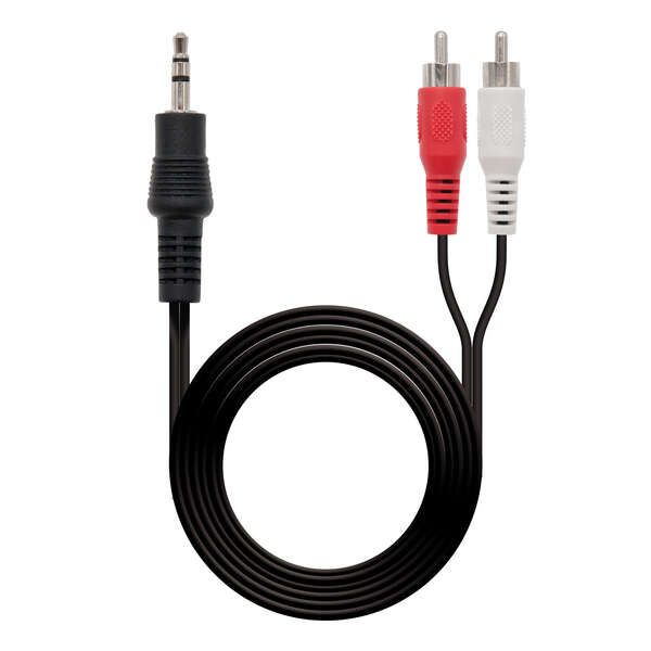 141754_1 Nanocable Cable Audio Estereo Jack 3.5mm Macho a 2x RCA Macho 3m - Color Negro - Imagen 1