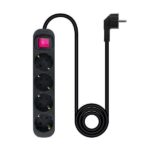 Nanocable Regleta de Proteccion con 4 Shuckos - Cable de 1.40m - Interruptor On/Off - Color Negro - Imagen 2